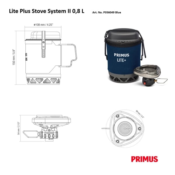 Vařič set PRIMUS Lite Plus Stove System II 0.8 L Blue