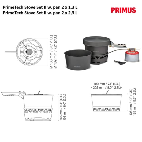 Vařič set PRIMUS Primetech Stove Set II 2x2.3 L w. pan