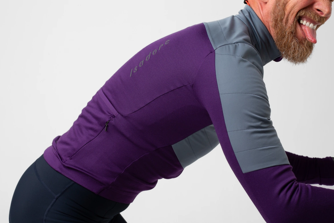 Cyklodres ISADORE  Signature Wind Block Long Sleeve Jersey Blackberry Cordial